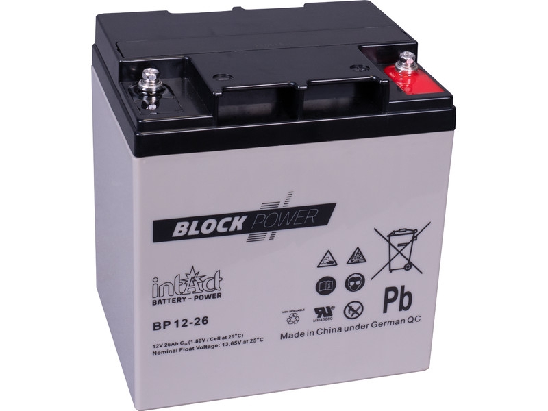 intAct Block-Power BP12-26 AGM Versorgungsbatterie 12V 26Ah