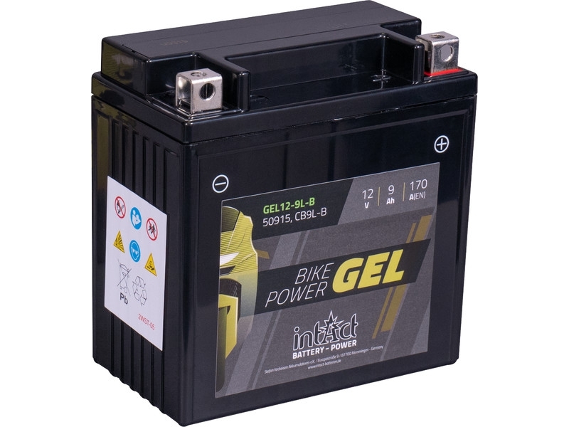 intAct GEL12-9L-B (YB9L-B, 12N9-3B), Gel Motorradbatterie 12V 9Ah