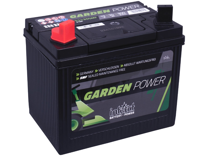 intAct Garden-Power 52430SMF (U1(9)), Starterbatterie 12V 24Ah, für Aufsitzrasenmäher & Rasenmähertraktoren
