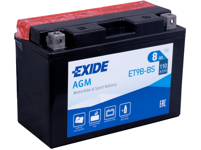 Exide Bike AGM ET9B-BS, CT9B-BS Motorradbatterie