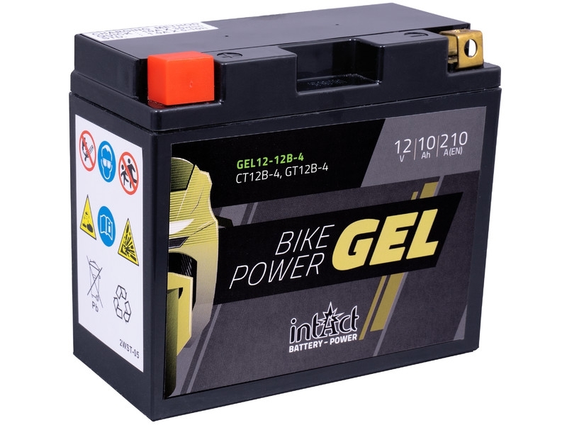intAct Bike-Power GEL12-12B-4 (CT12B-4, GT12B-4), Gel Motorradbatterie 12V 10Ah