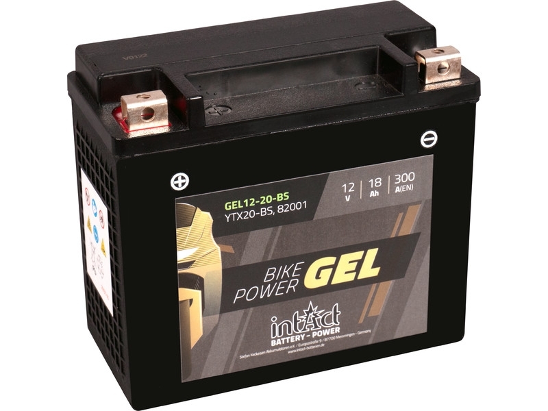 intAct GEL Motorradbatterie | YTX20-BS | 12V 18Ah 300A