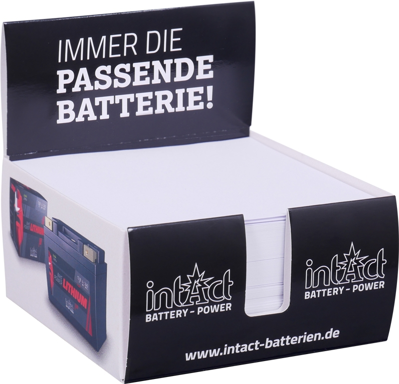 Zettelspeicher mit Display, Motiv: intact Battery-