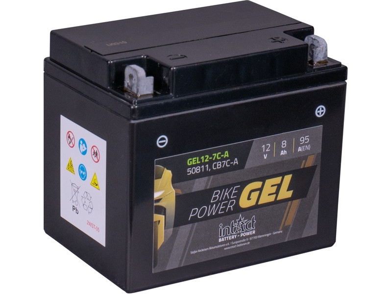 intAct Bike-Power GEL12-7C-A, Gel Motorradbatterie 12V 8Ah 95A