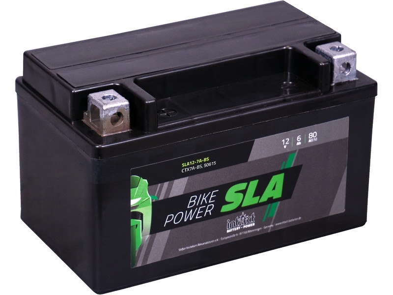 intAct Bike-Power SLA12-7A-BS (CTX7A-BS, 50615), AGM Motorradbatterie 12V 6Ah