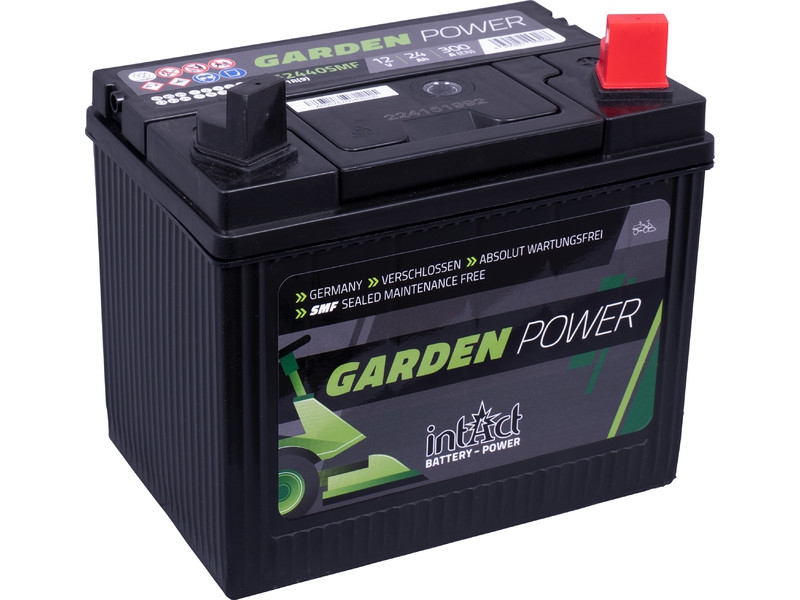 intAct Garden-Power 52440SMF (U1R(9)), Starterbatterie 12V 24Ah, für Aufsitzrasenmäher & Rasenmähertraktoren