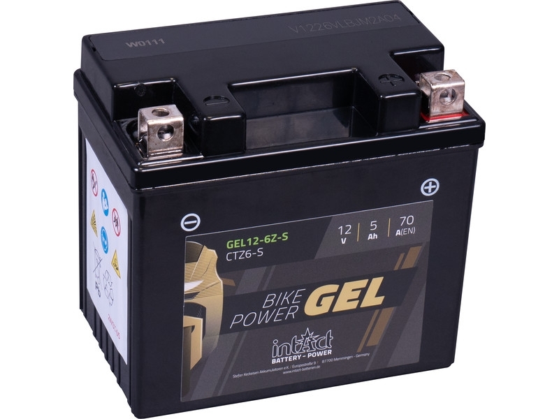 intAct GEL Motorradbatterie | YTZ6V | 12V 5Ah 70A