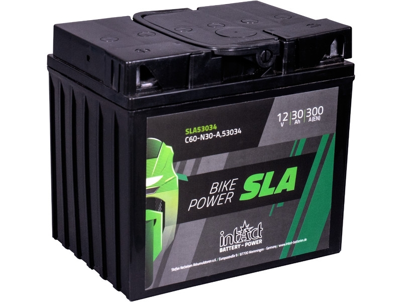 intAct SLA53034 (Y60-N30-A), Motorradbatterie 12V 30Ah