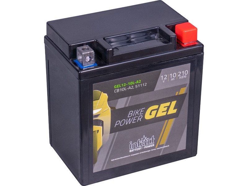 intAct Bike-Power GEL12-10L-A2 (CB10L-A2), Gel Motorradbatterie 12V 10Ah