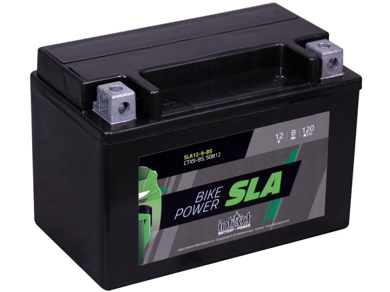 intAct Bike-Power SLA12-9-BS (CTX9-BS, 50812), AGM Motorradbatterie 12V 8Ah