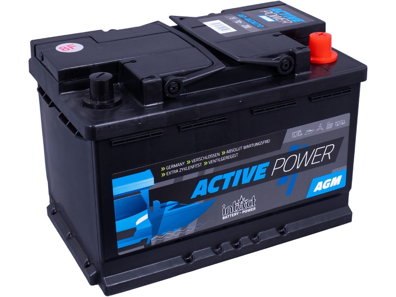 intAct Active-Power AP-AGM70, AGM Versorgungsbatterie 12V 70Ah für Camping, Marine, Solar, usw.