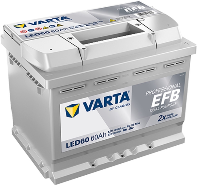 Varta LED60 - EFB Batterie | 12V 60Ah 680A | Dual Purpose