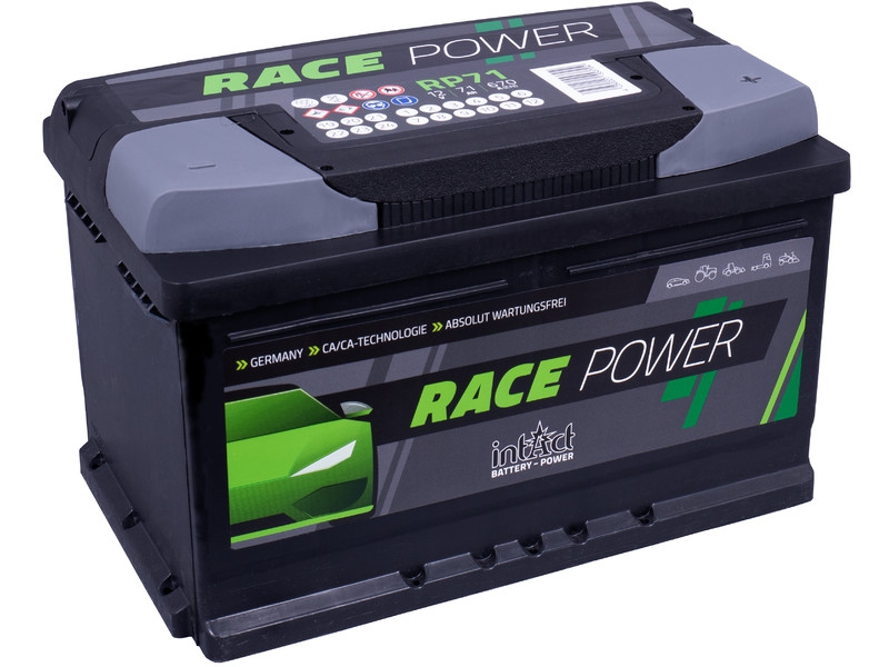intAct Race-Power RP71, Autobatterie 12V 71Ah 670A, mit 15% mehr Startleistung