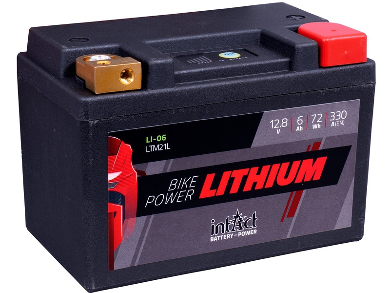 intAct Bike-Power LI-06 (LTM21L), Lithium Motorradbatterie 12,8V 6Ah