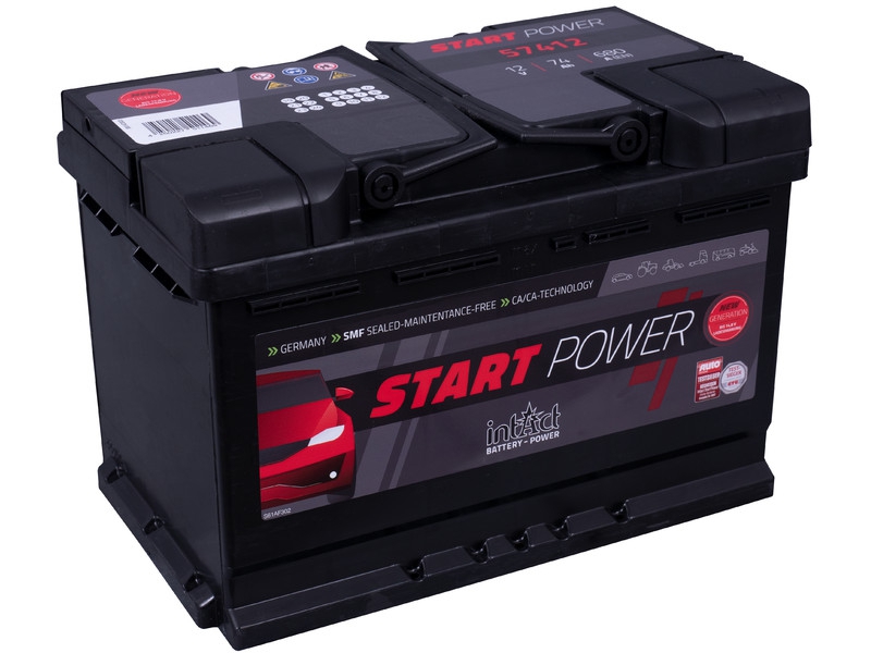 intAct Start-Power 57412GUG, Autobatterie 12V 74Ah 680A