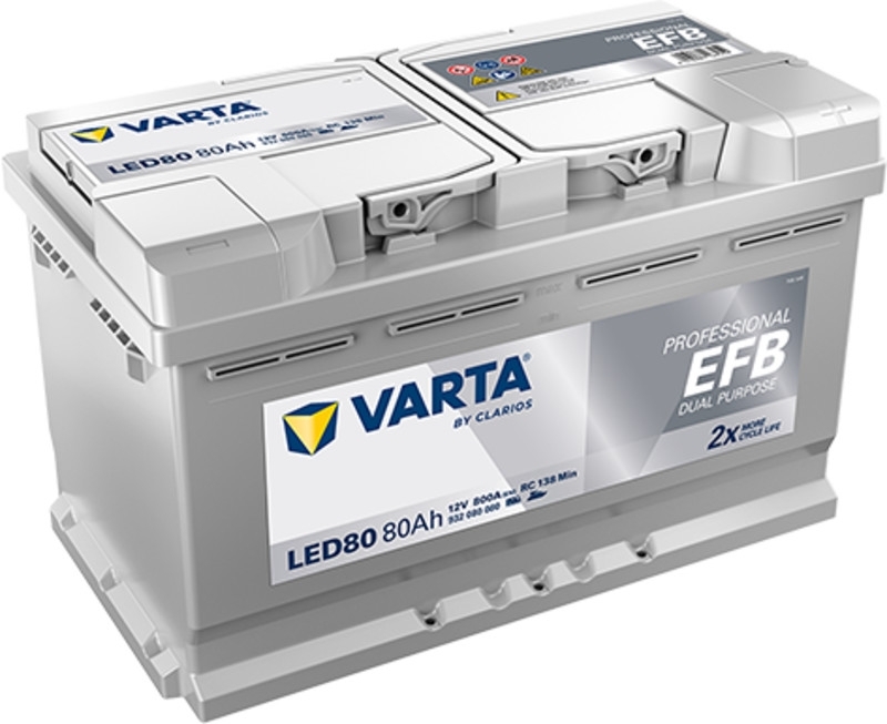 Varta LED80 - EFB Batterie | 12V 80Ah 800A | Dual Purpose