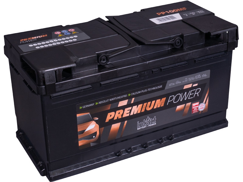 intAct Premium-Power PP100MF, Autobatterie 12V 100Ah 900A, mit 30% mehr Startleistung