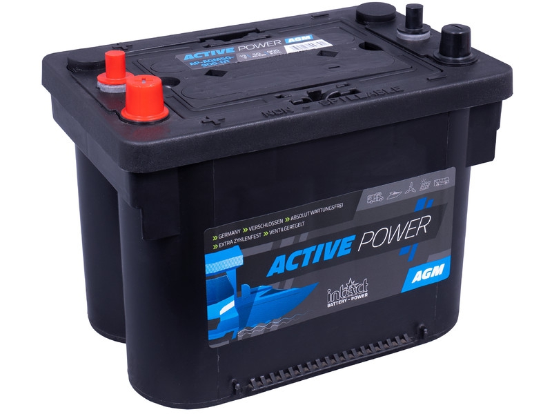intAct Active-Power AP-AGM50-900DT, AGM Versorgungsbatterie 12V 50Ah für Camping, Marine, Solar, usw.