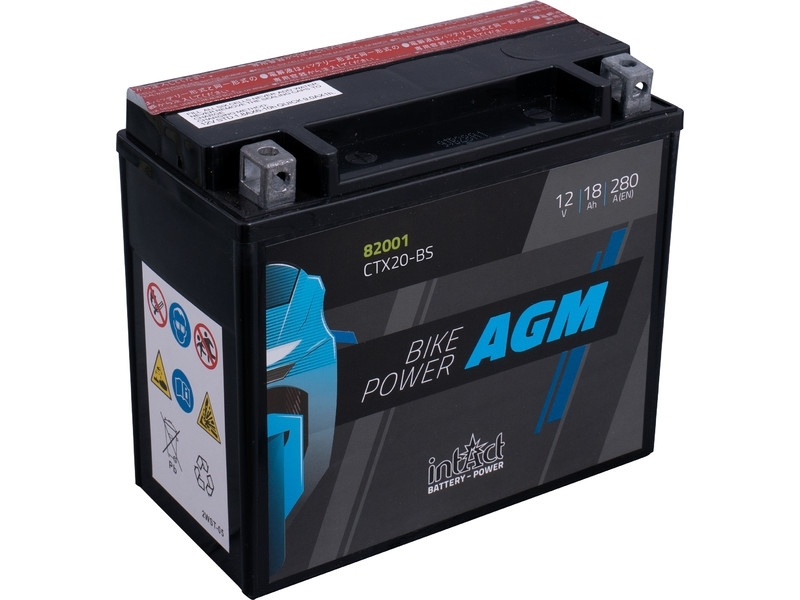 intAct Bike-Power 82001, AGM Motorradbatterie 12V 18Ah 280A, mit Säurepack