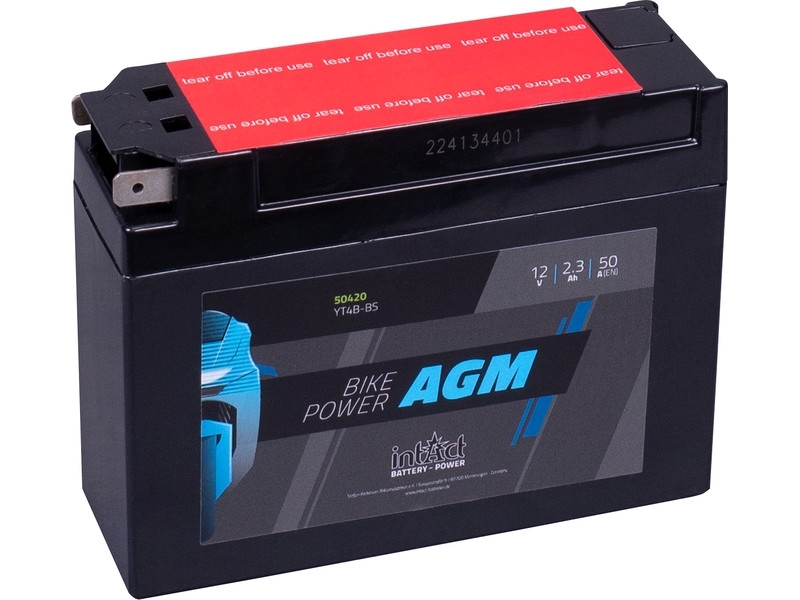 intAct Bike-Power 50420, AGM Motorradbatterie 12V 2,3Ah 50A, mit Säurepack