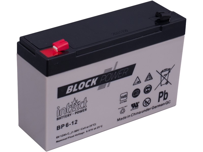 intAct Block-Power BP6-12 AGM Versorgungsbatterie 6V 12Ah