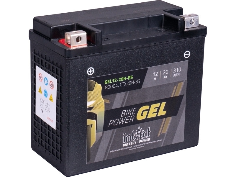 intAct GEL Motorradbatterie | YTX20H-BS | 12V 20Ah 310A