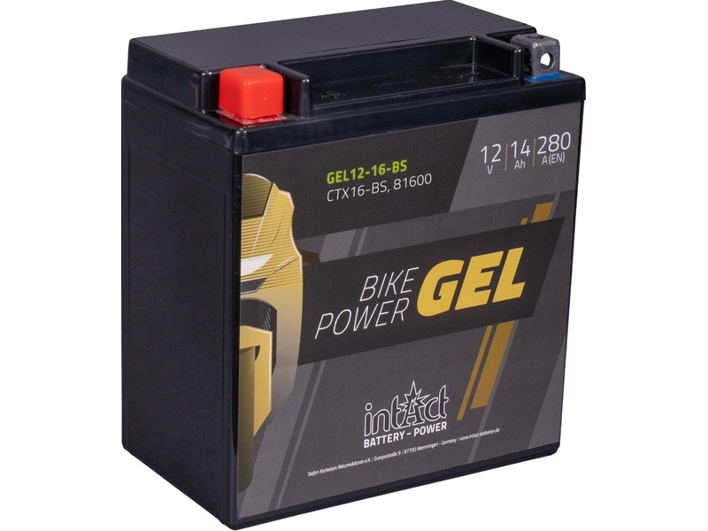 intAct Bike-Power GEL12-16-BS (CTX16-BS; 81600), Gel Motorradbatterie 12V 14Ah