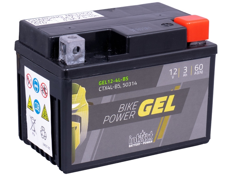 intAct Bike-Power GEL12-4L-BS (CTX4L-BS, 50314), Gel Motorradbatterie 12V 3Ah