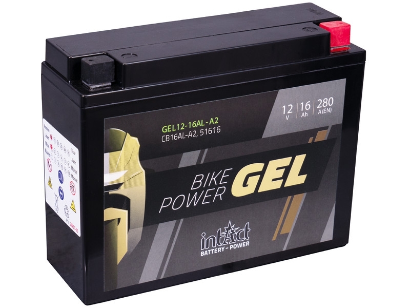intAct Bike-Power GEL12-16AL-A2 (CB16AL-A2, 51616), Gel Motorradbatterie 12V 16Ah