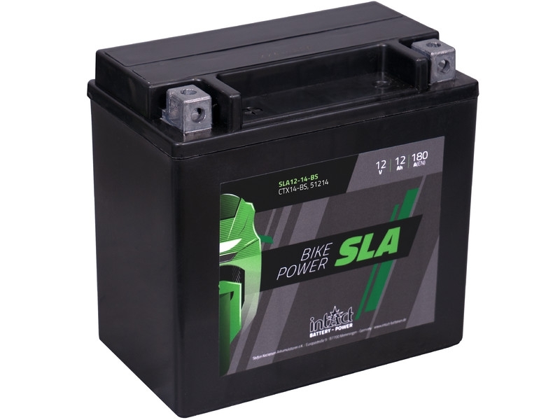 intAct Bike-Power SLA12-14-BS (CTX14-BS, 51214), AGM Motorradbatterie 12V 12Ah