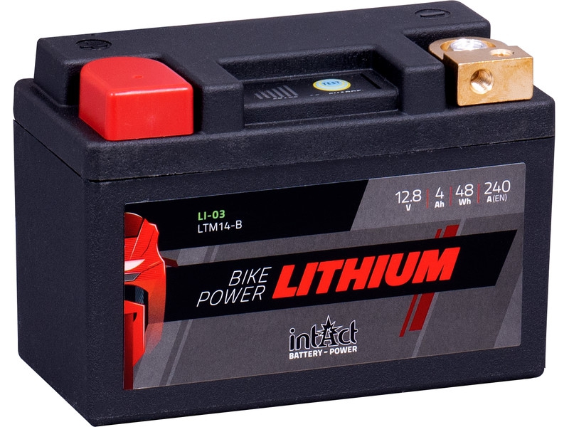 intAct Bike-Power LI-03 (LTM14-B), Lithium Motorradbatterie 12,8V 4Ah