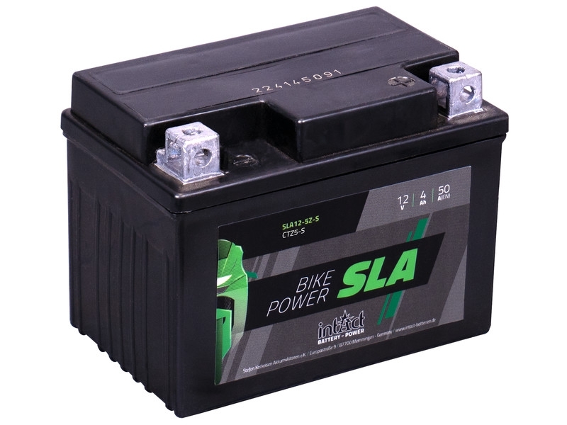 intAct Bike-Power SLA12-5Z-S, AGM Motorradbatterie 12V 4Ah 50A