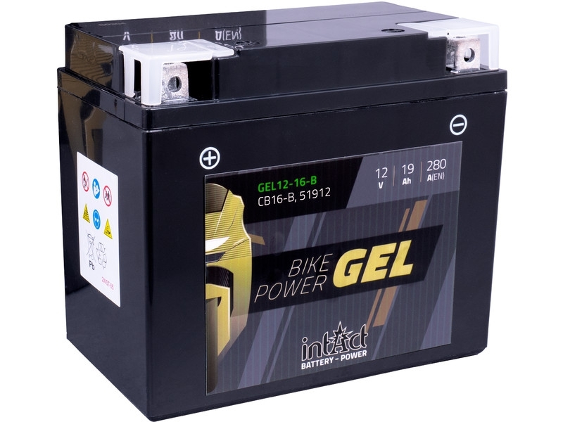 intAct Bike-Power GEL12-16-B (CB16-B, 51912), Gel Motorradbatterie 12V 19Ah