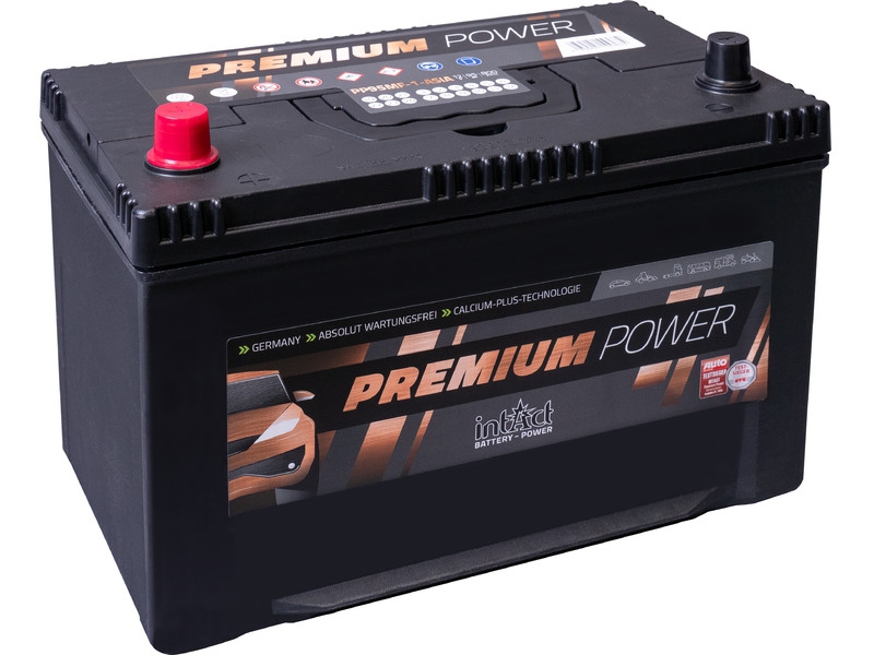 intAct Premium-Power PP95MF-1-ASIA, Autobatterie 12V 95Ah 800A, mit 30% mehr Startleistung