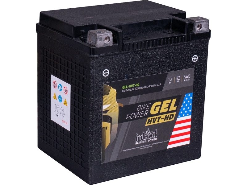 intAct Bike-Power GEL-HVT-02 (GHD32HL-BS), Gel Motorradbatterie 12V 32Ah