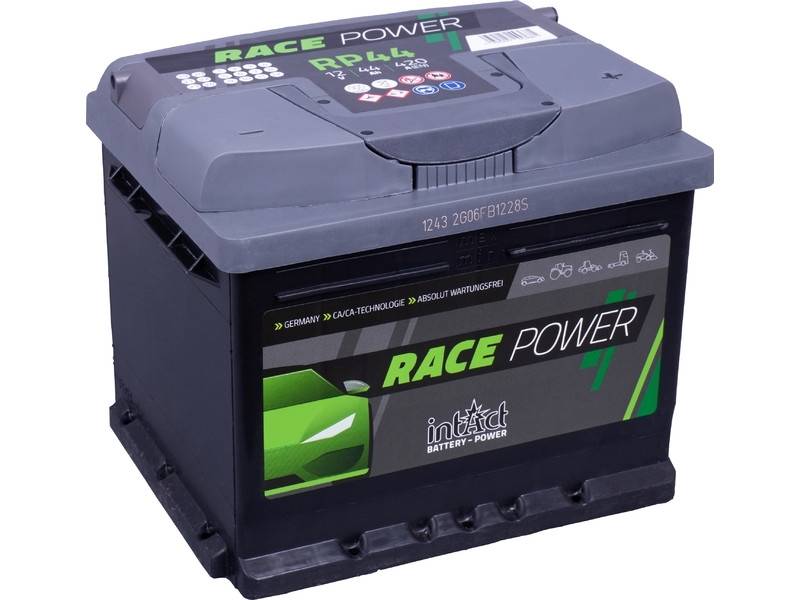 intAct Race-Power RP44, Autobatterie 12V 44Ah 420A, mit 15% mehr Startleistung