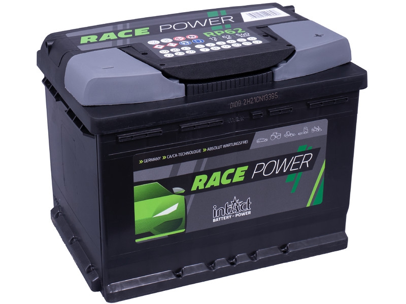 intAct Race-Power RP62, Autobatterie 12V 62Ah 540A, mit 15% mehr Startleistung