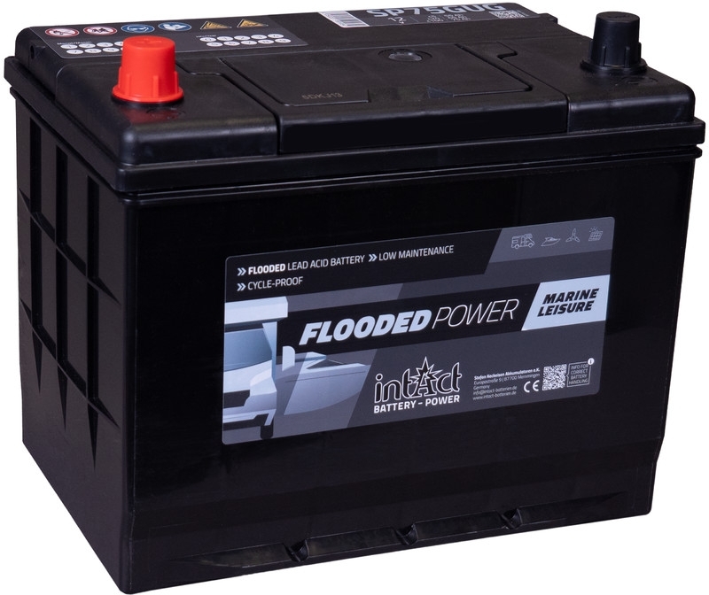 intAct Versorgerbatterie | 12V 75Ah | Solarbatterie & Wohnmobilbatterie