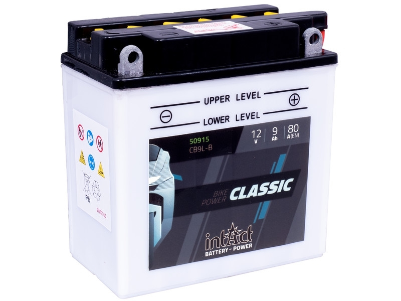 intAct Bike-Power Classic 50915S, Motorradbatterie 12V 9Ah 80A, mit Säurepack