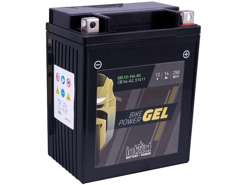 intAct Bike-Power GEL12-14L-A2 (CB14L-A2, 51411), Gel Motorradbatterie 12V 14Ah