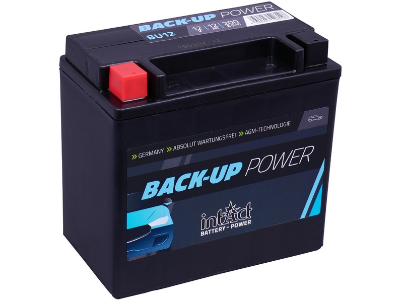 intAct Back-Up Power BU12 AGM Zusatzbatterie 12V 12Ah 200A