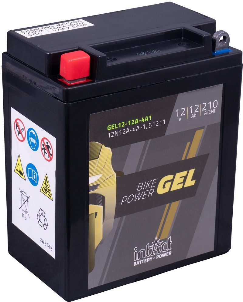 intAct Bike-Power GEL12-12A-4A1 (12N12A-4A-1, 51211), Gel Motorradbatterie 12V 12Ah