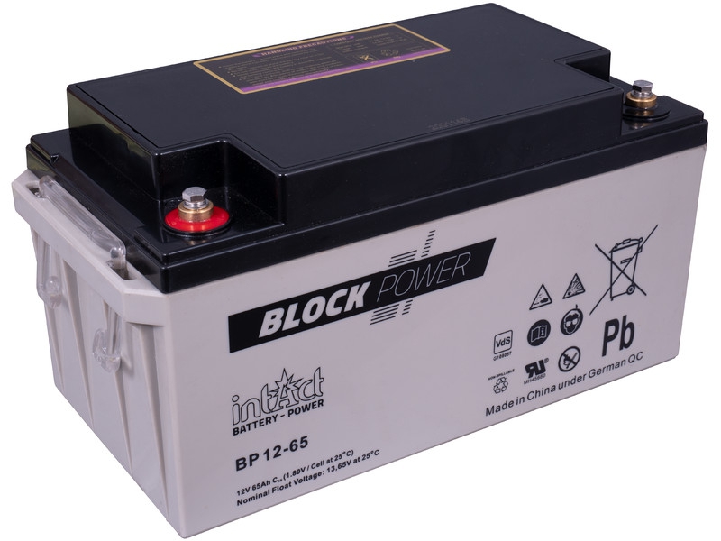 intAct Block-Power BP12-65 AGM Versorgungsbatterie 12V 65Ah