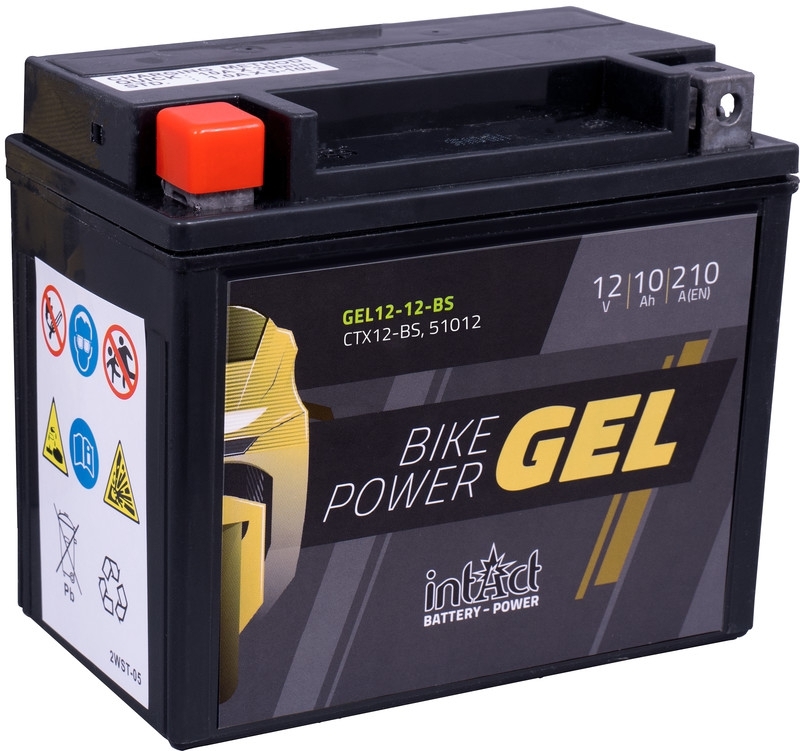 intAct Bike-Power GEL12-12-BS (CTX12-BS, 51012), Gel Motorradbatterie 12V 10Ah