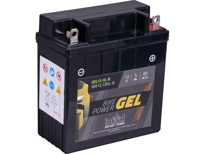 intAct Bike-Power GEL12-5L-B (CBL-B), Gel Motorradbatterie 12V 5Ah