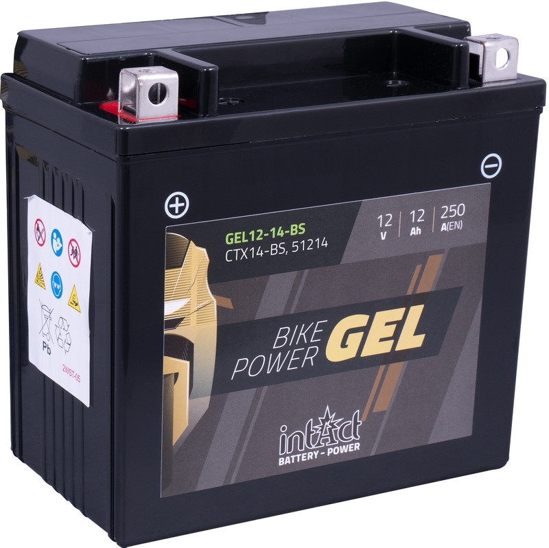 intAct Bike-Power GEL12-14-BS (CTX14-BS, 51214), Gel Motorradbatterie 12V 12Ah
