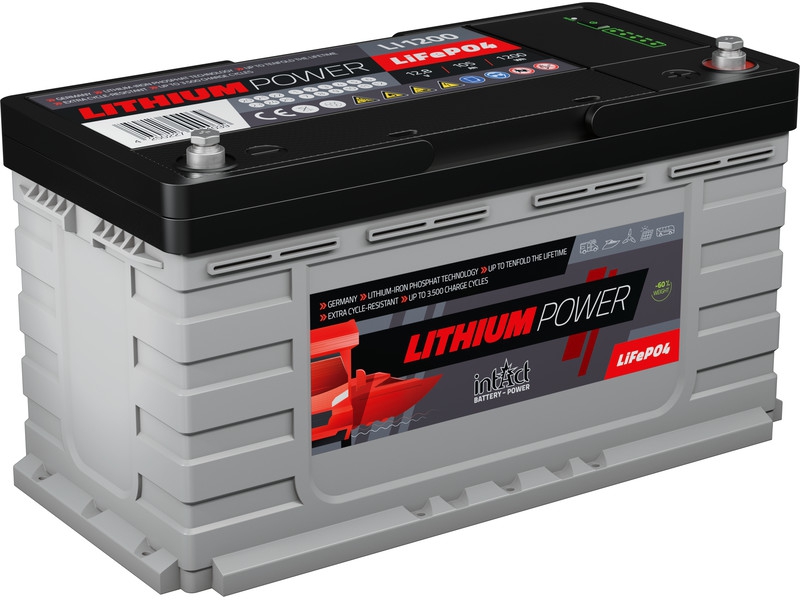 intAct Lithium-Power LI1200 Versorgungsbatterie für Camping, Solar oder Marine