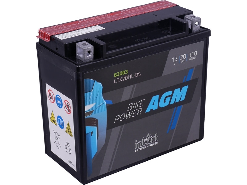 intAct Bike-Power 82003, AGM Motorradbatterie 12V 20Ah 310A, mit Säurepack