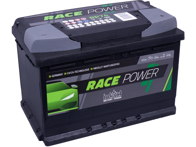 intAct Race-Power RP74, Autobatterie 12V 74Ah 680A, mit 15% mehr Startleistung