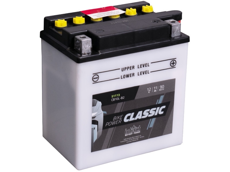 intAct Bike-Power Classic 51113S, Motorradbatterie 12V 11Ah 90A, mit Säurepack
